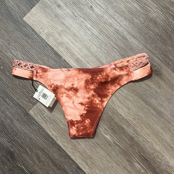NWT Shade & Shore pink tan copper tie dyed cheeky bikini swim bottoms M - Picture 9 of 9